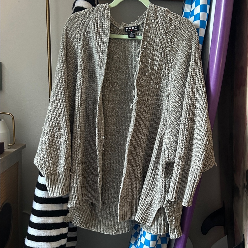 Distressed Boho Chenille Olive Green Cardigan